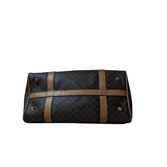 VTG Celine Macadam Boston Bag Brown Coated Canvas Leather - Picture 5 of 11